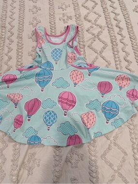 Girls' Mint Hot Air Balloon Print Twirl Dress - Pink & Blue